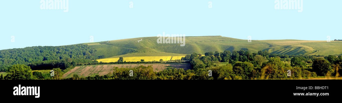 The White Horse Uffington over The Vale of the White Horse Stock Photo
