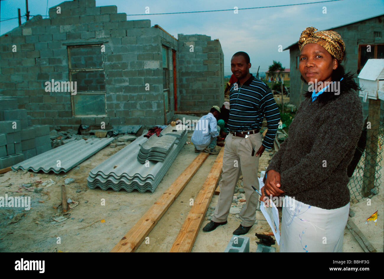 Residents of Lwandle participate in a PeopleÕs Housing Project PHP scheme in Lwandle South Western Cape South Africa The Stock Photo