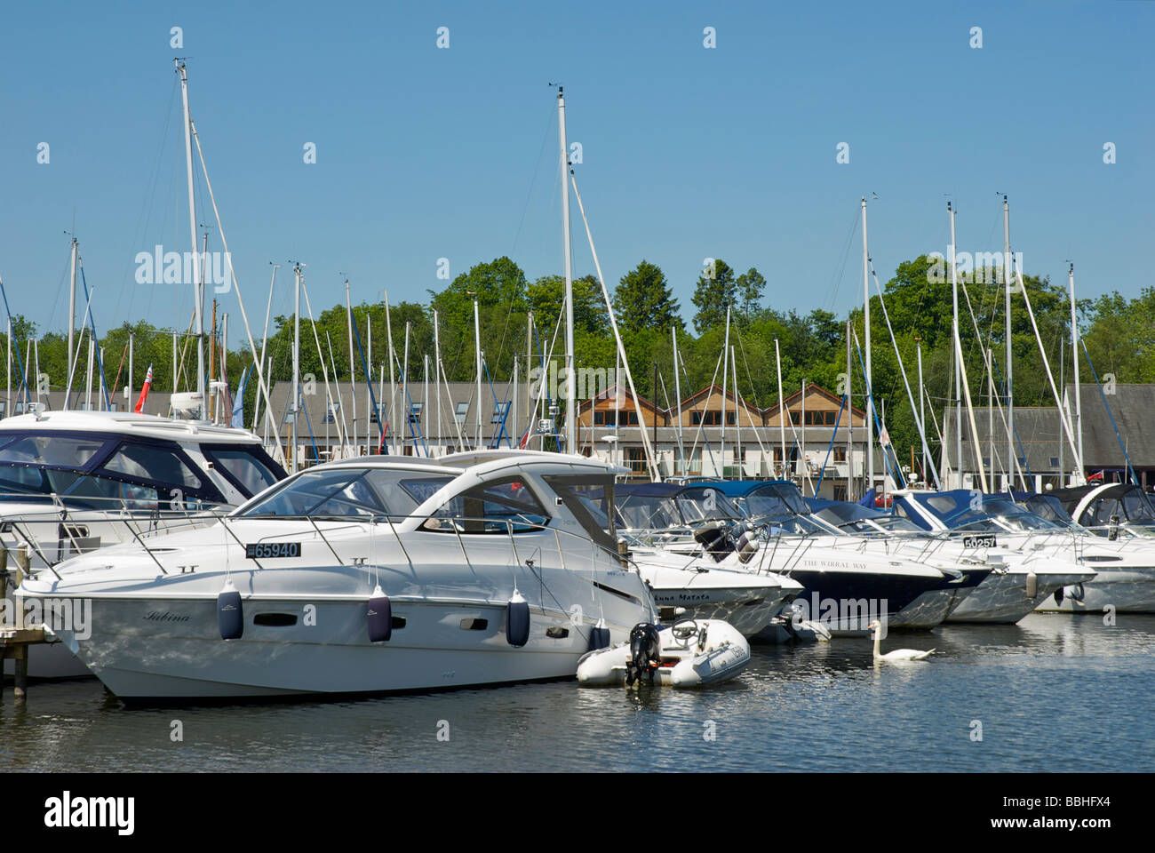 Boats moored in Windermere Marina Village, Lake Windermere, Lake