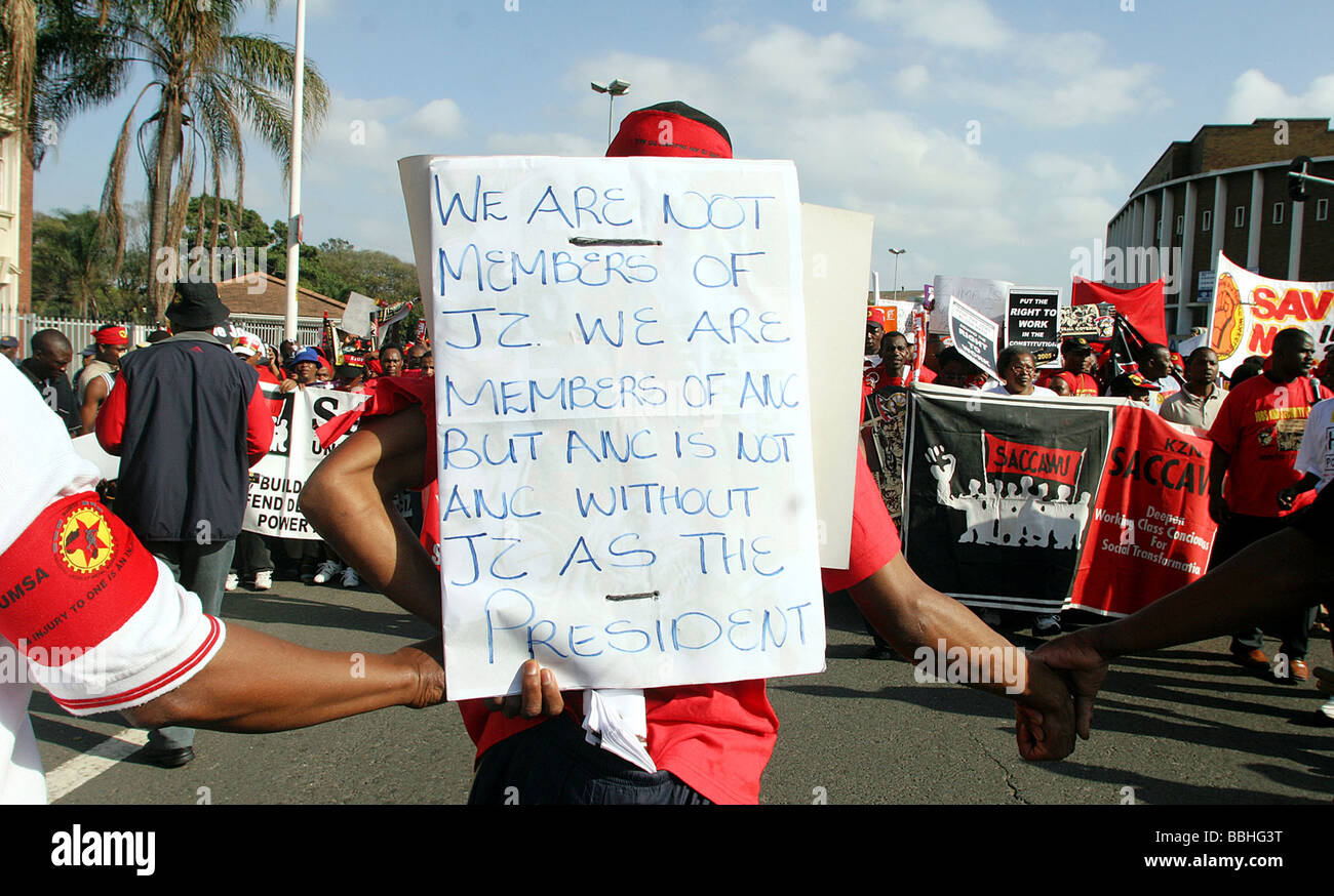 Thousands of South African workers marched through the streets of Durban as part of a one day nation wide strike called by the Stock Photo