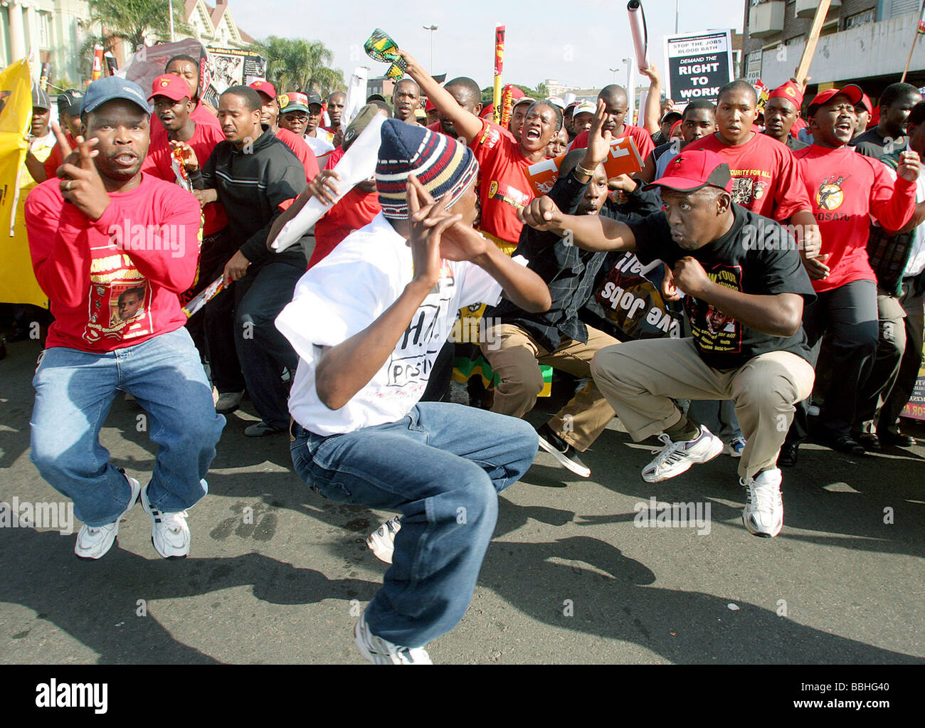 Thousands of South African workers marched through the streets of Durban as part of a one day nation wide strike called by the Stock Photo