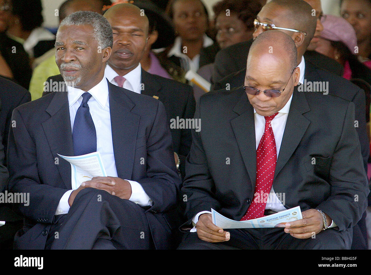 File picture nSouth African President Thabo Mbeki the then Deputy President Jacob Zuma attned the funeral of the late ANC Stock Photo