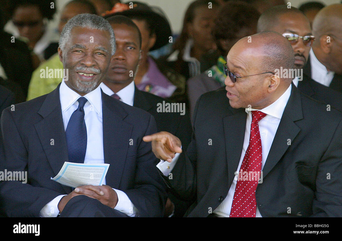 File picture nSouth African President Thabo Mbeki the then Deputy President Jacob Zuma attend the funeral of the late ANC Stock Photo