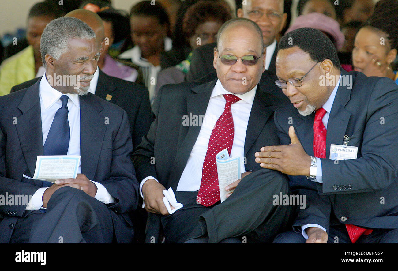 File picture nSouth African President Thabo Mbeki the then Deputy President Jacob Zuma and ANC General Secretary Kgalema Stock Photo