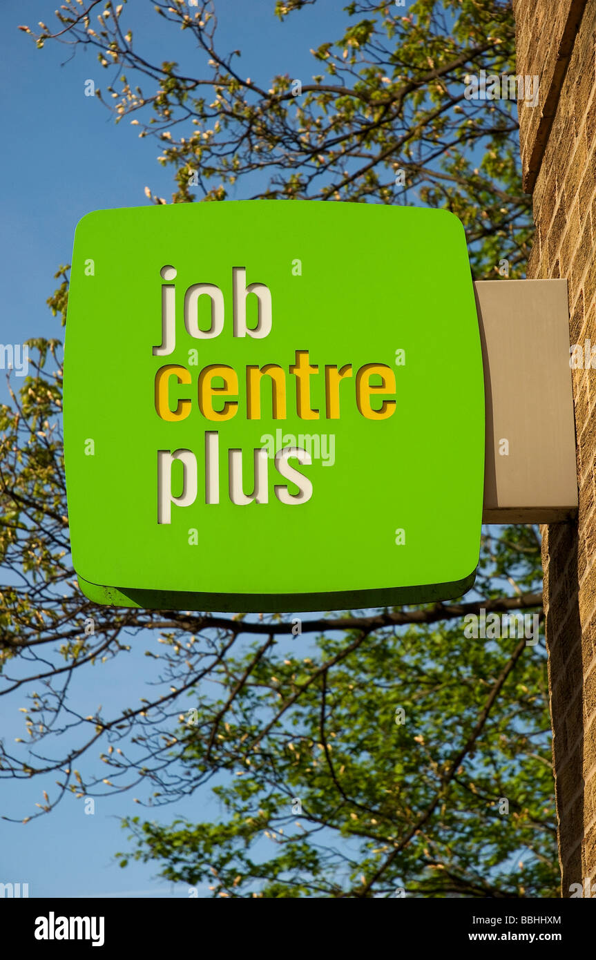 Close up of Job Centre Plus sign on wall England UK United Kingdom GB Great Britain Stock Photo