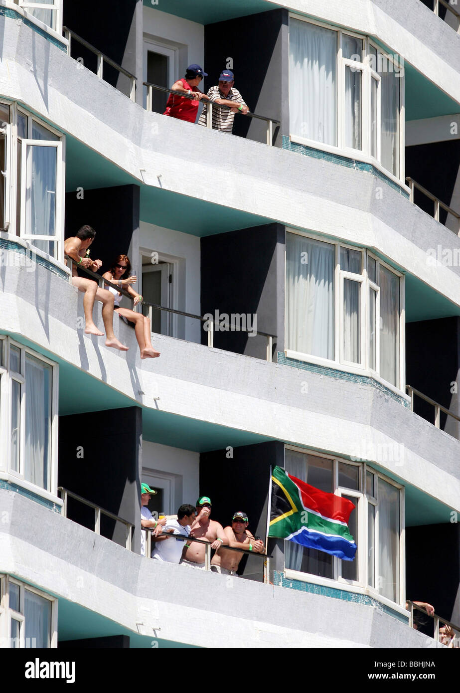 Spectators watch the A 1 Grand Prix race for the 2007 South Africa GP on 25 February 2007 in Durban Second place went to Great Stock Photo