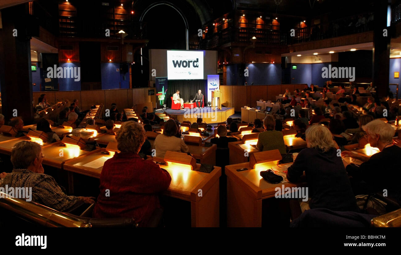 Listeners at a reading at the Word Festival held at the University of Aberdeen, Scotland, Uk Stock Photo