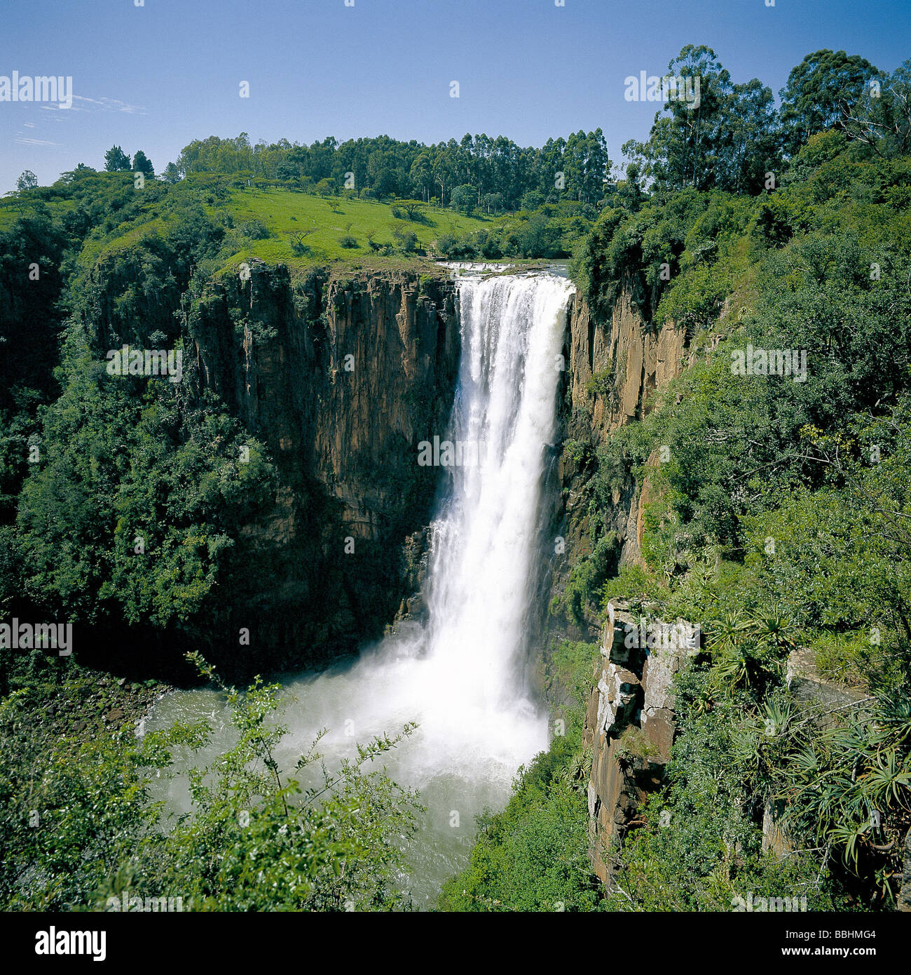 THE NINTY FIVE METRE HIGH HOWICK FALLS IS SITUATED ALONG THE MGENI RIVER IN THE KWAZULU NATAL MIDLANDS Stock Photo