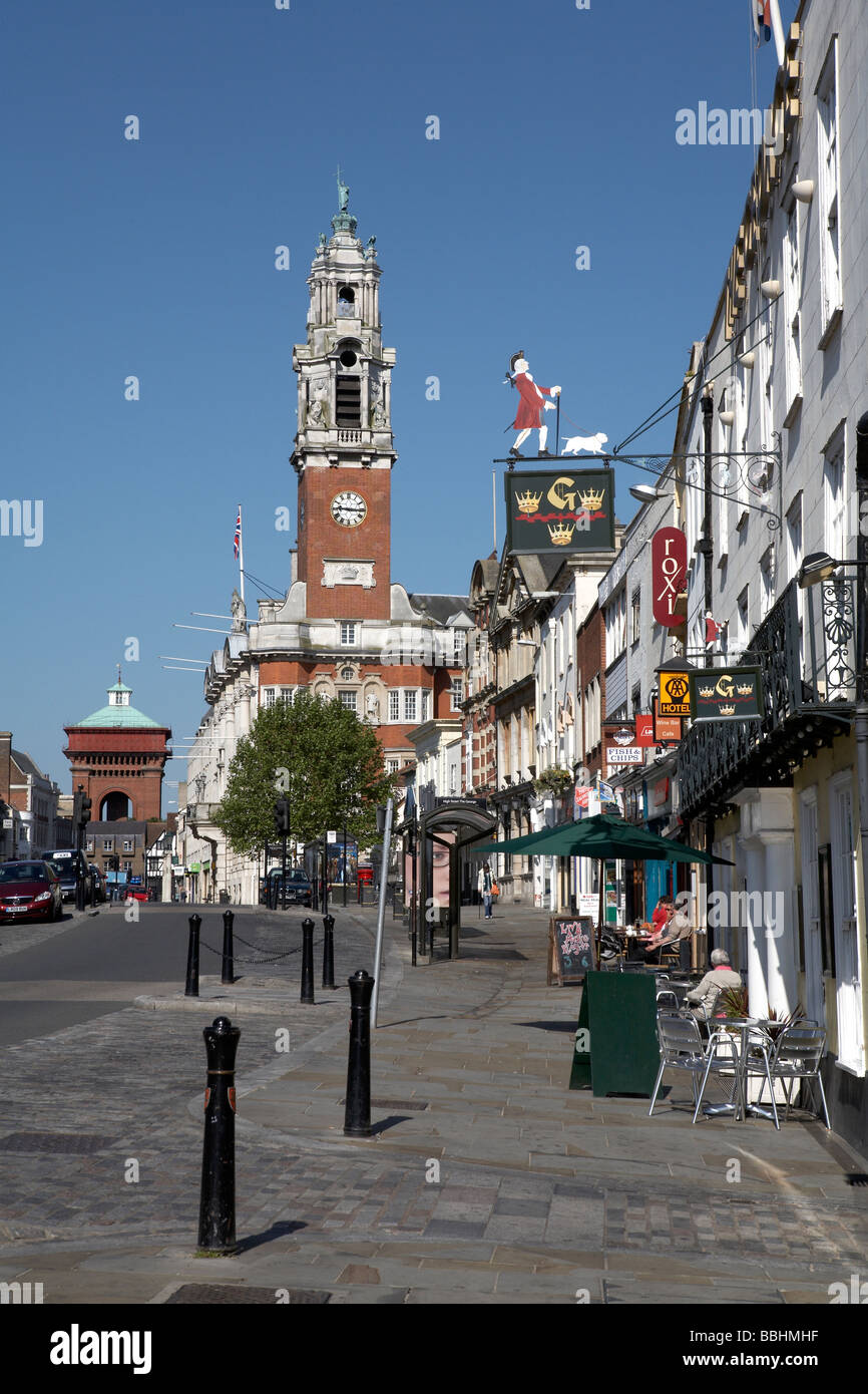 England Essex Colchester view of High Street and Town Hall Stock Photo