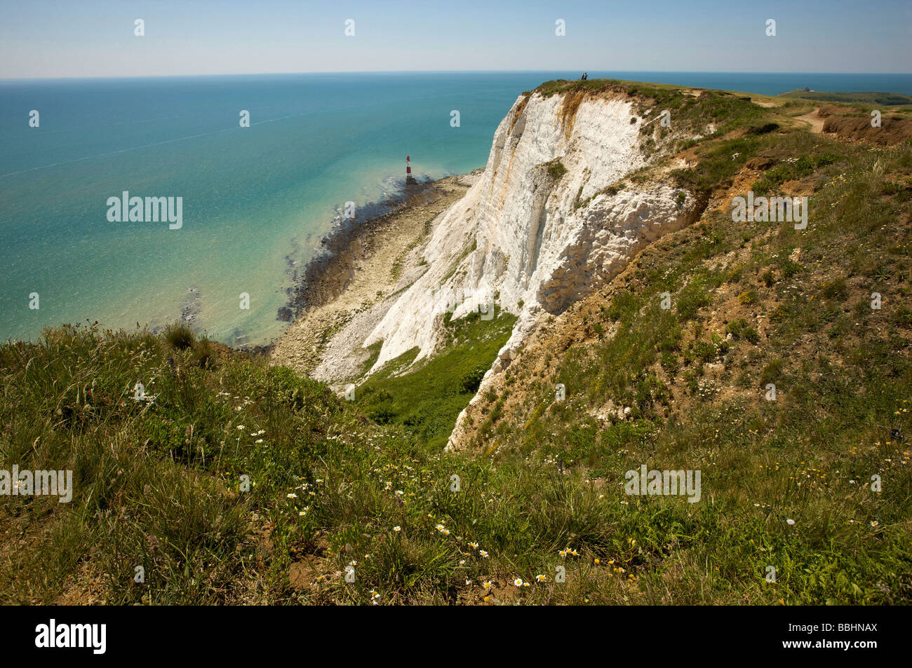 The clifftop at Beachy Head a notorious suicide spot as well as a famous Uk beautyspot. Stock Photo