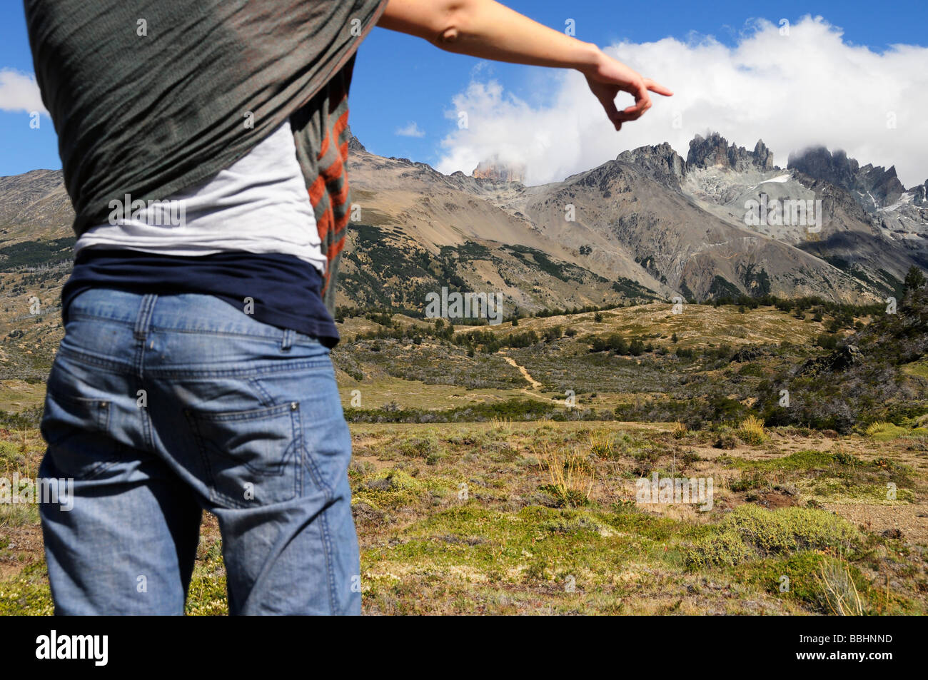 Trekker in Chilean Patagonia Stock Photo