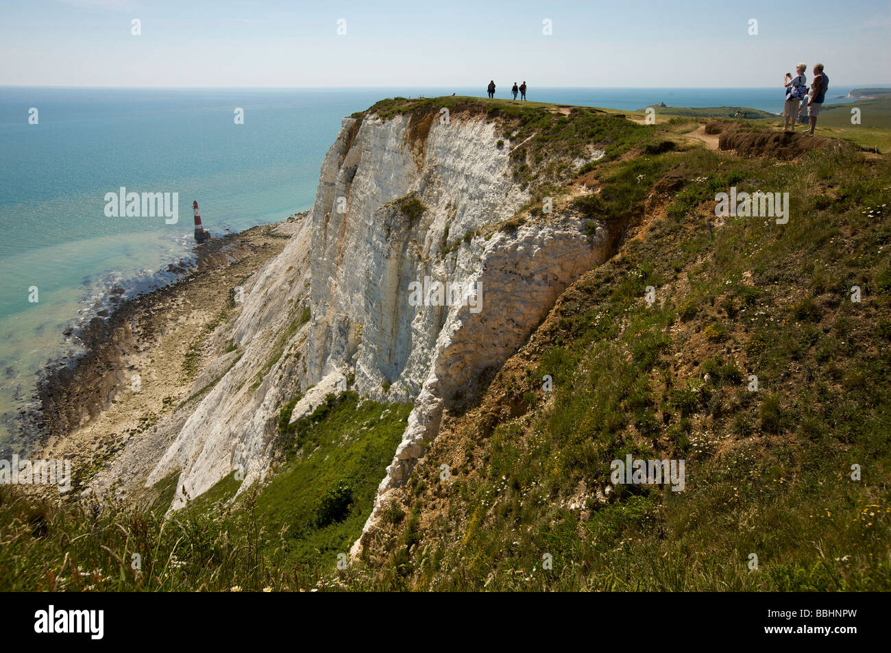 The clifftop at Beachy Head a notorious suicide spot as well as a famous Uk beautyspot. Stock Photo