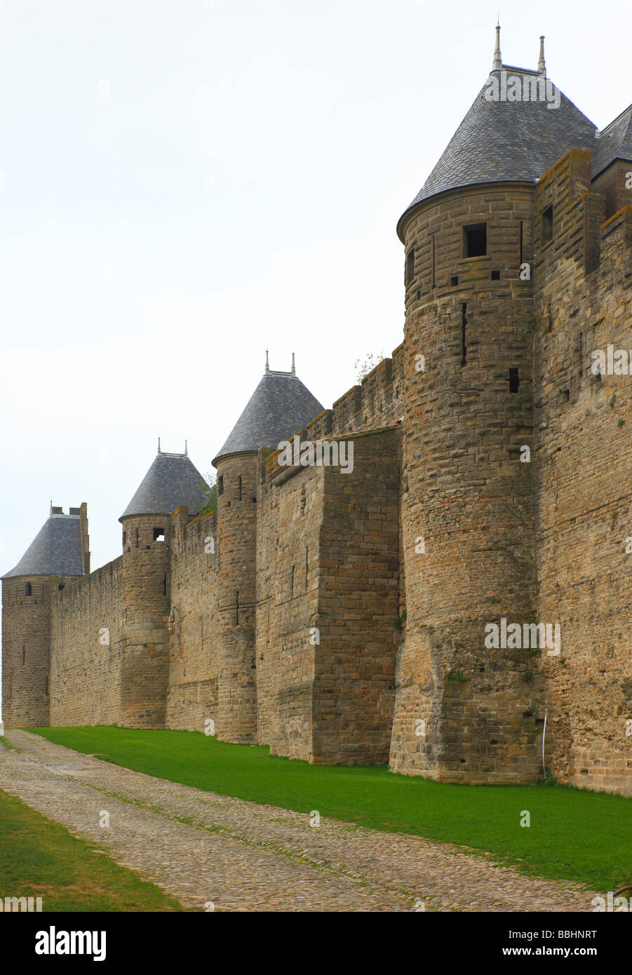 Fortress Carcassonne Aude Languedoc-Roussillon France medieval castle fortification stronghold Stock Photo