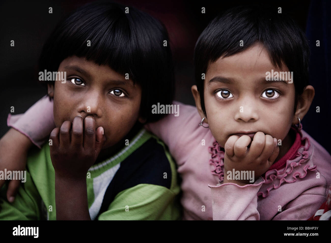 Pokhara, Nepal; Orphaned girls in orphanage Stock Photo