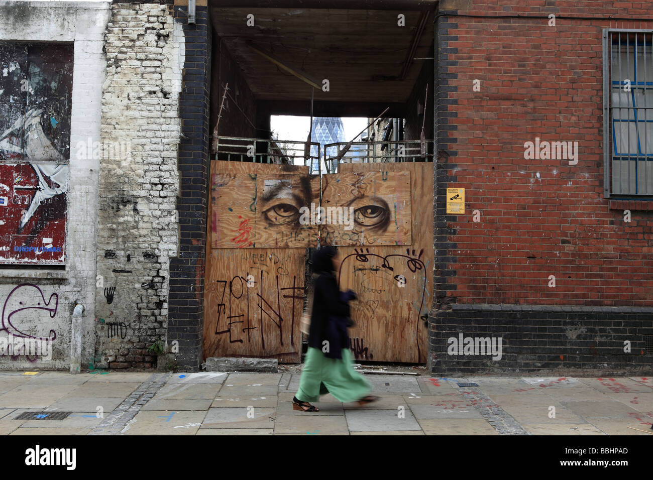 A snapshot of Brick Lane one of the most cosmopolitan and creative street of London. Stock Photo