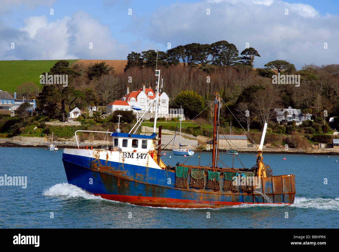 'Fishing boat' trawler returning to Falmouth, Cornwall, Britain, UK Stock Photo
