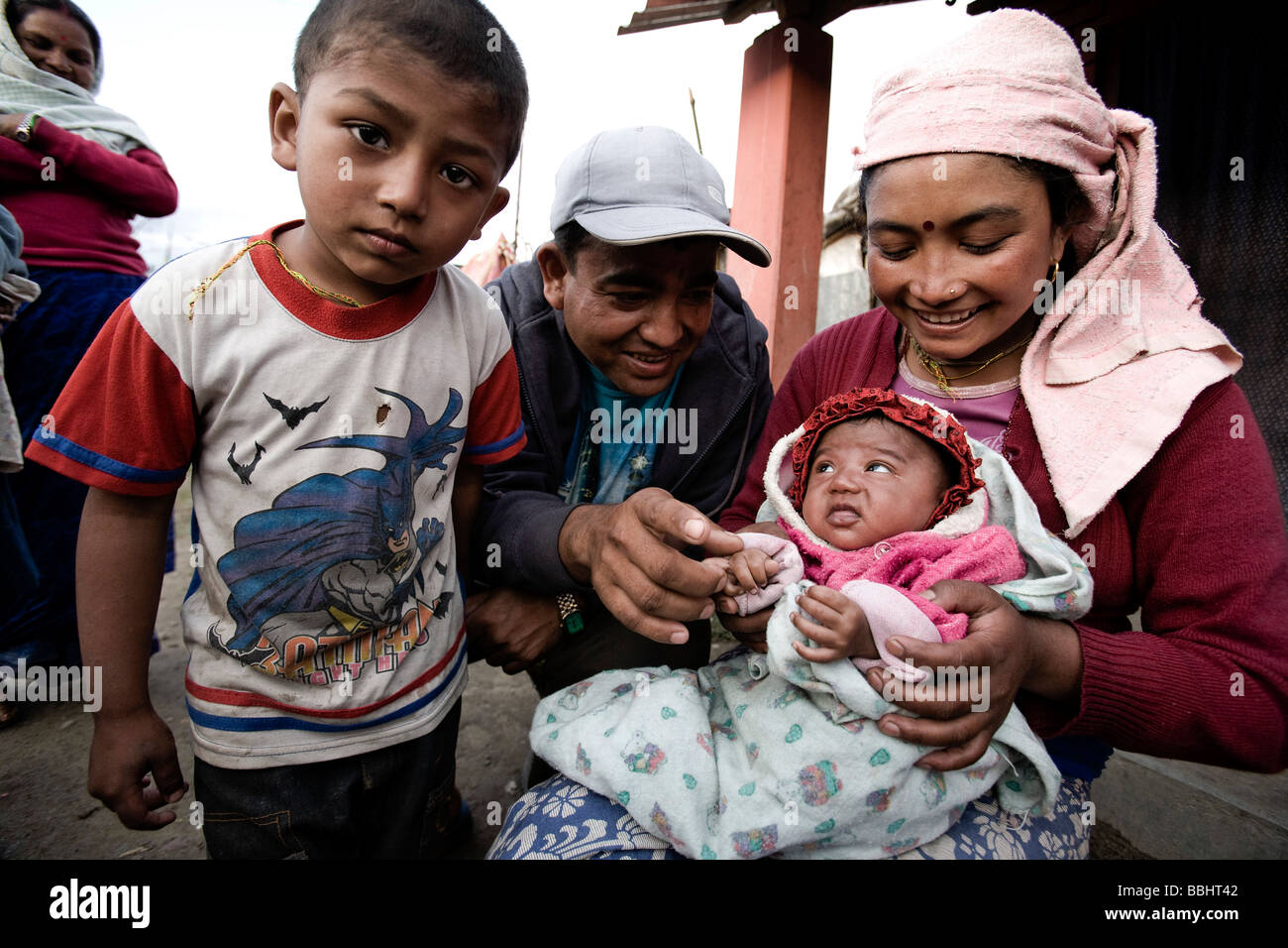 Pokhara, Nepal; Family in poverty Stock Photo Alamy