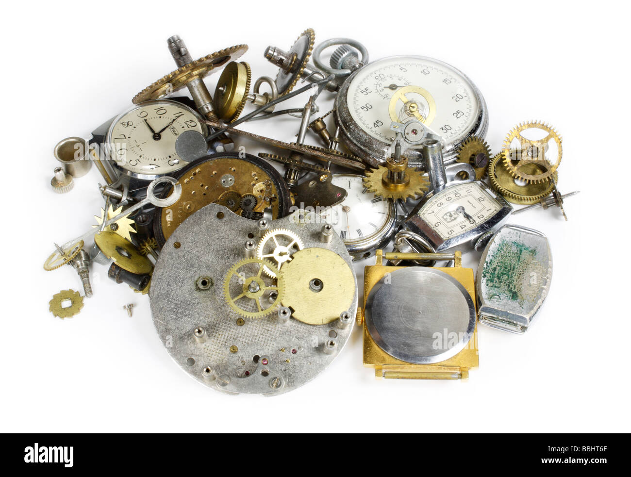 A watch keeps Time.  Many old broken watches Stock Photo