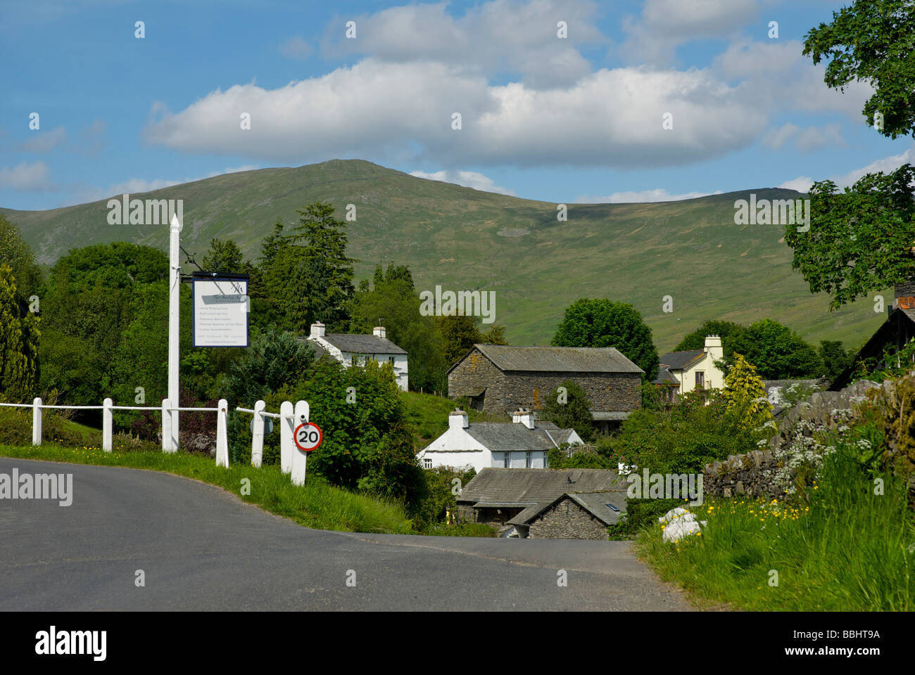 Sign for pub, the Mortal Man, Troutbeck village, near Ambleside, Lake District National Park, England UK Stock Photo