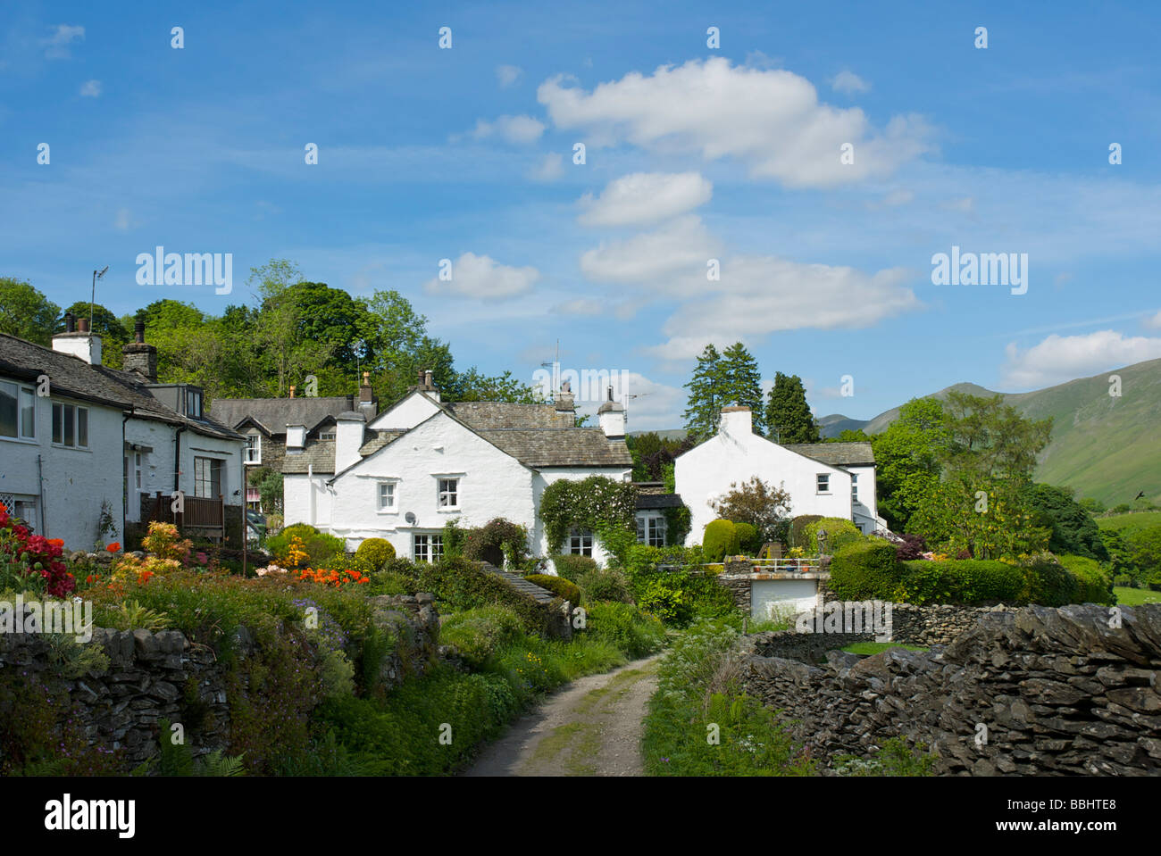 Lane in Troutbeck Village, near Ambleside, Lake District National Park, Cumbria, England UK Stock Photo