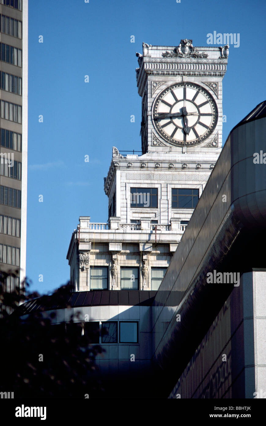 The Clock Face and Tower of the "Vancouver Block", a Heritage Building