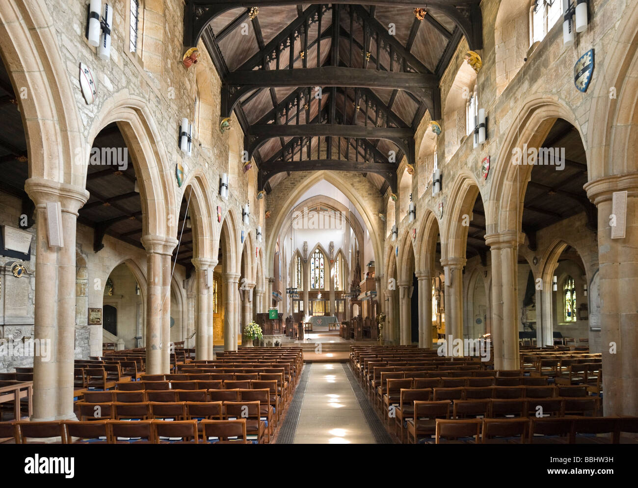 Nave of Bradford Cathedral (the Cathedral Church of St Peter), Bradford, West Yorkshire, England Stock Photo
