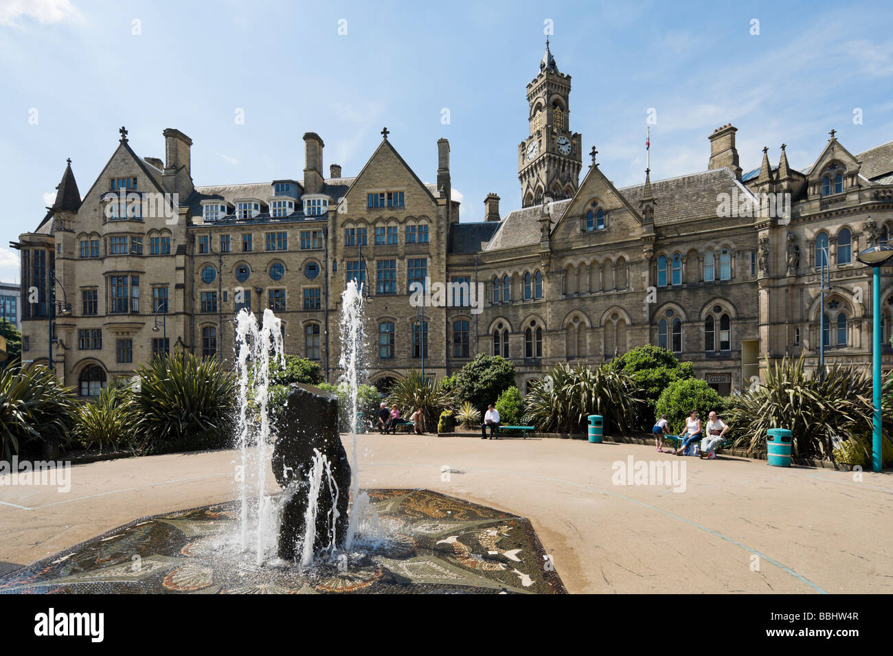 City Park with City Hall behind, Bradford, West Yorkshire, England