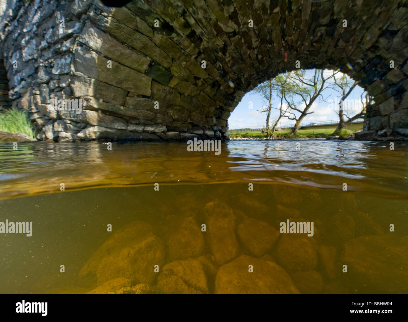 Old stone bridge in split vision view, Sweden Stock Photo - Alamy