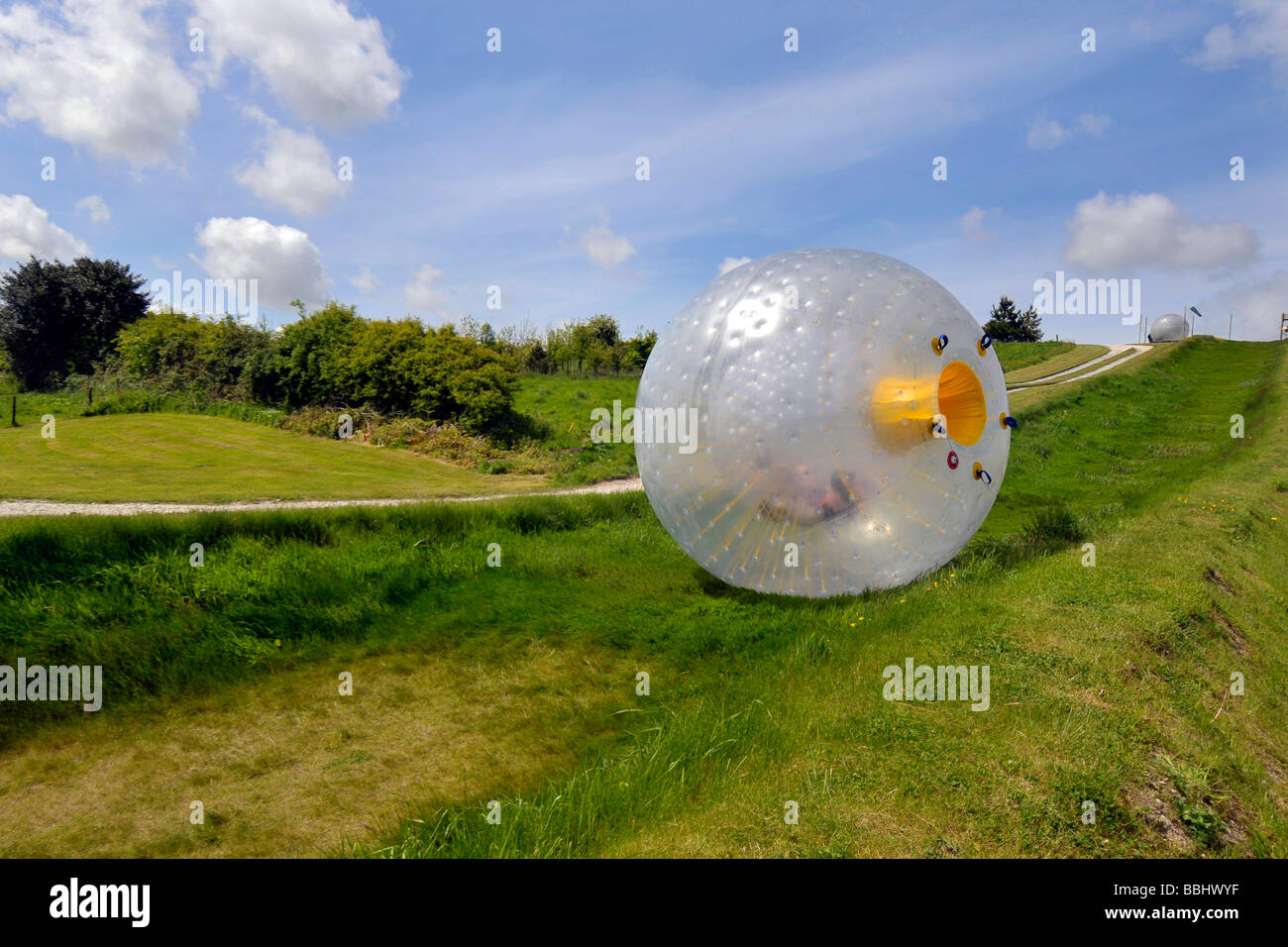 Zorb, zorbing, sphereing, Dorset, Britain, UK Stock Photo Alamy