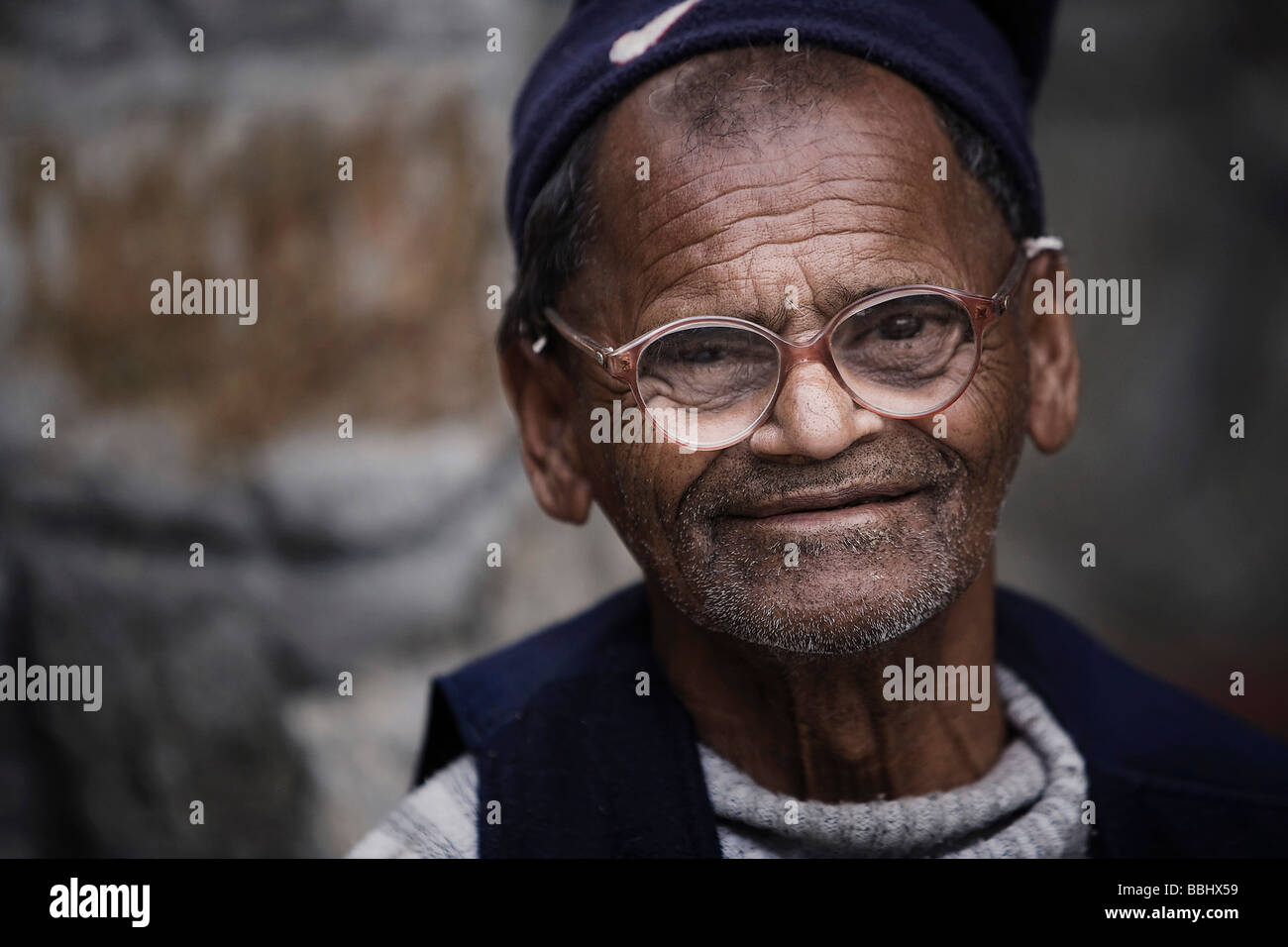 Pokhara, Nepal; Senior man at an 'aged shelter' Stock Photo - Alamy