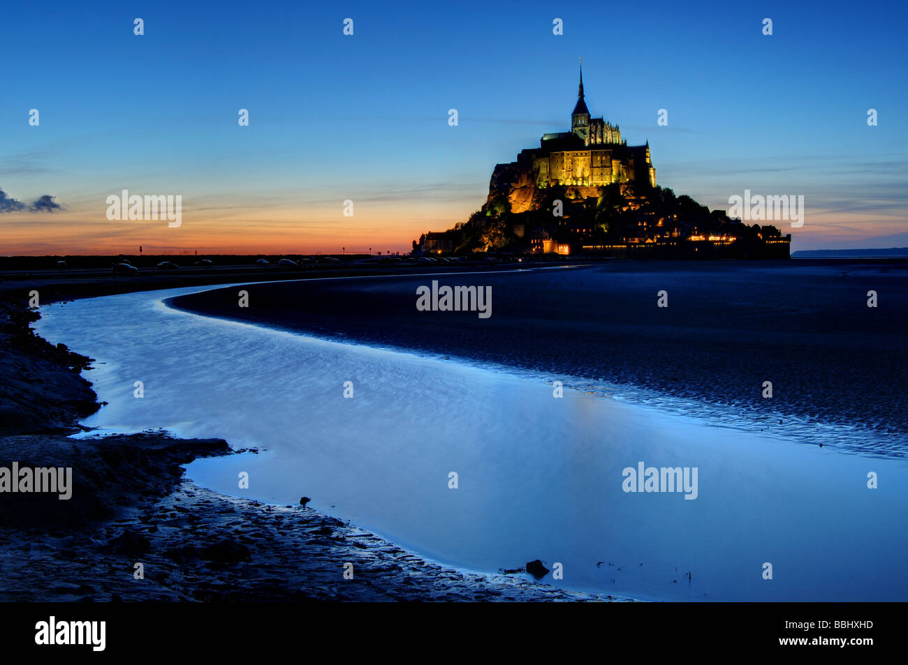 Mont st Michel at night Stock Photo