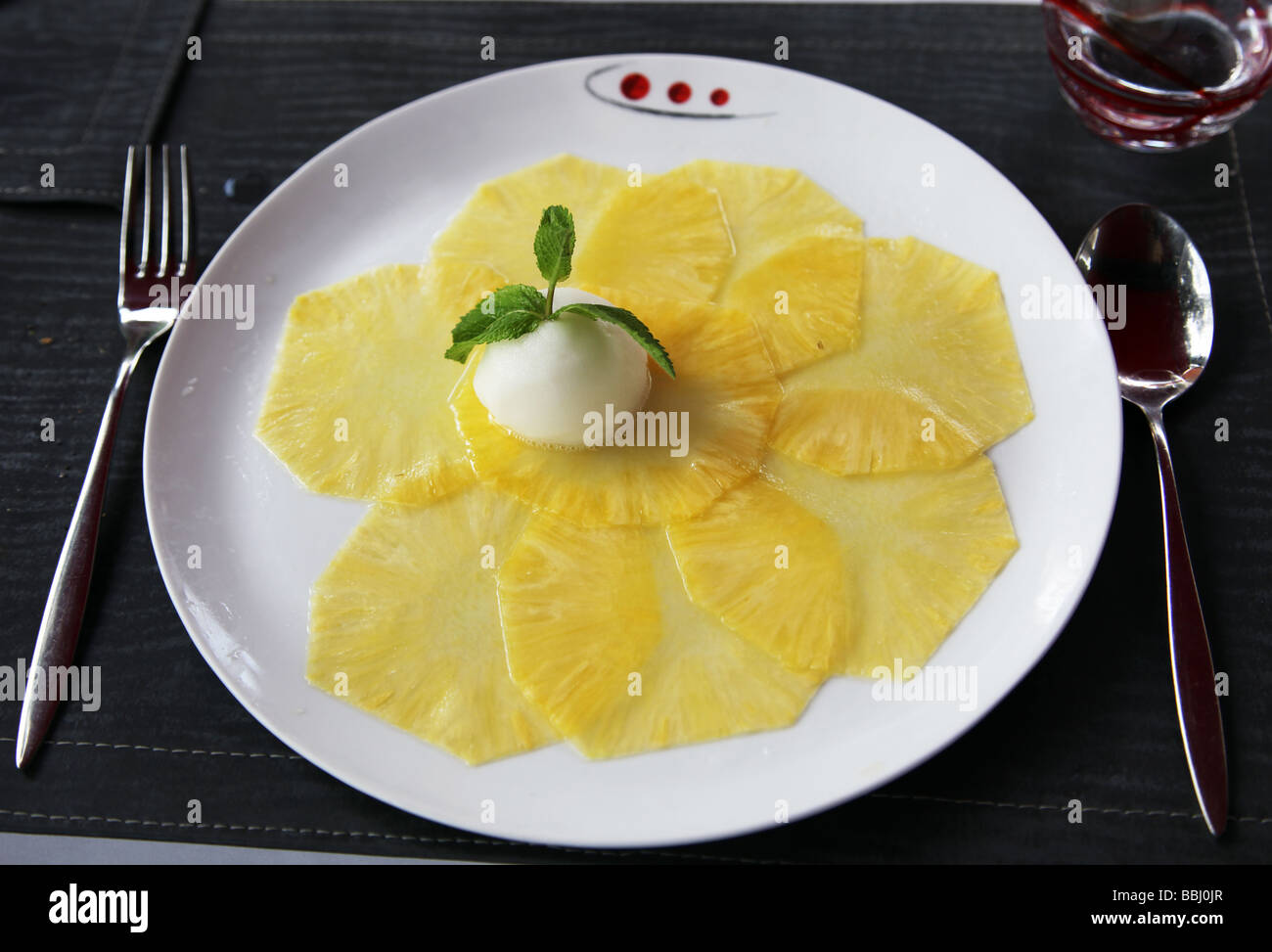 France antibes pineapple dessert pudding food edible fruit mint garnish hires stock photography