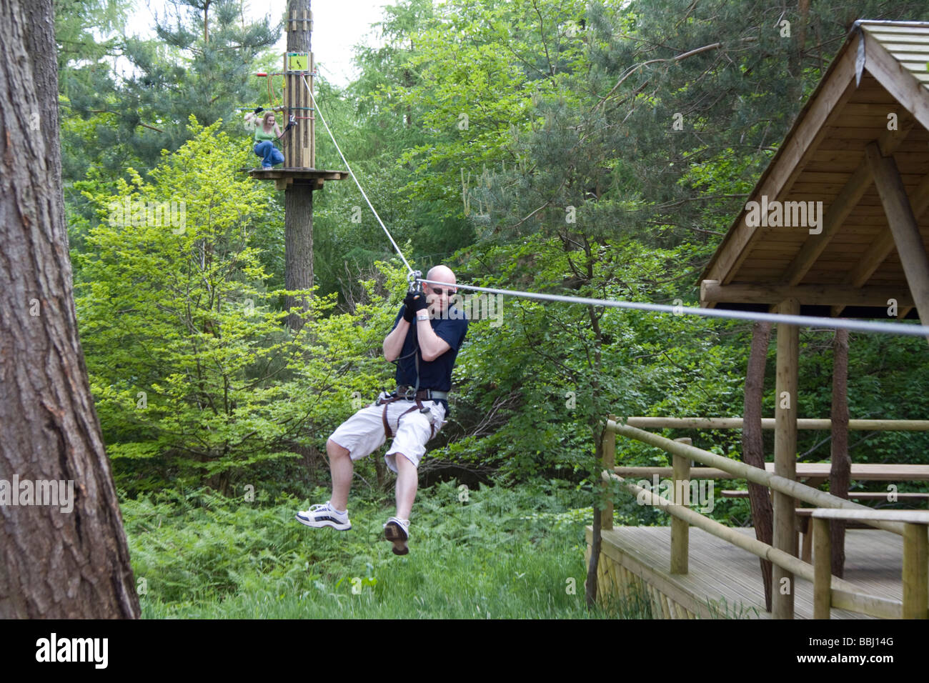 Go Ape Outdoor Pursuits Course - Wendover Woods - Buckinghamshire Stock Photo