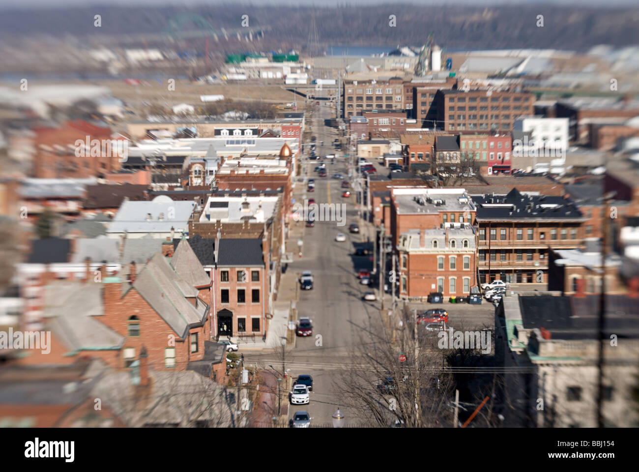 View of a downtown midwestern American city. Dubuque, Iowa. Stock Photo