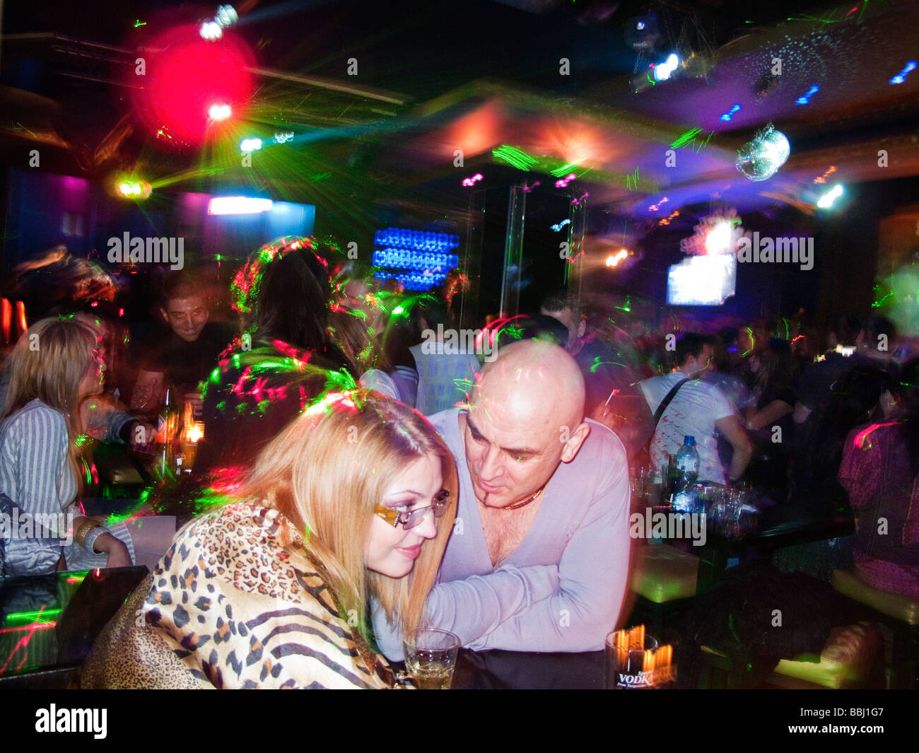 Middle aged couple  in a nightclub Stock Photo