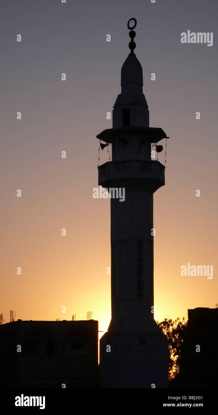 Minaret, mosque, Aswan, Egypt, Africa Stock Photo