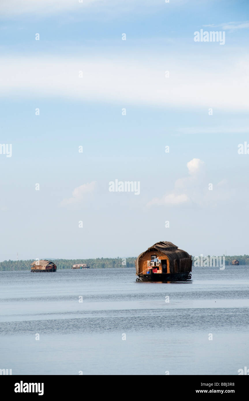 Kettuvallam houseboat in vembanad lake Stock Photo