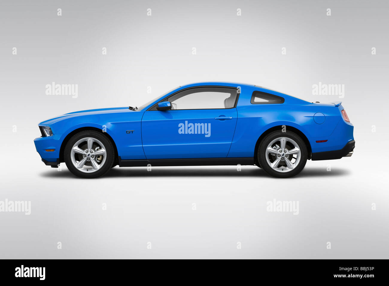 2010 Ford Mustang GT Premium in Blue - Drivers Side Profile Stock Photo