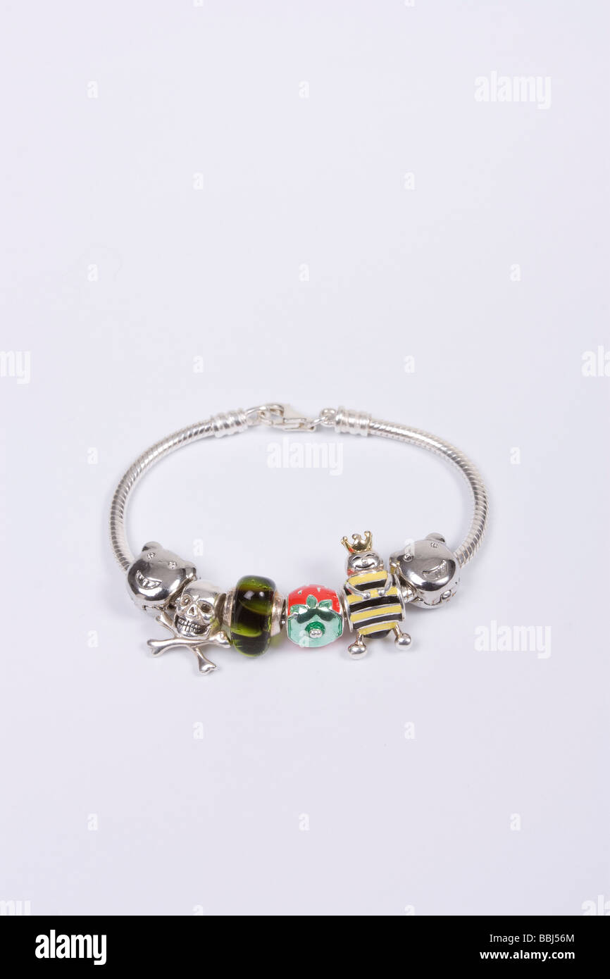Fake childs Pandora charm bracelet and charms Stock Photo - Alamy