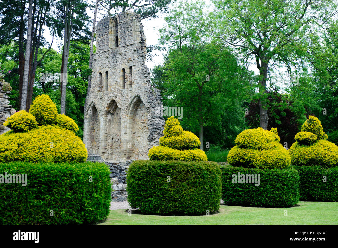 Architecture of Wenlock Priory at Much Wenlock in Shropshire Stock