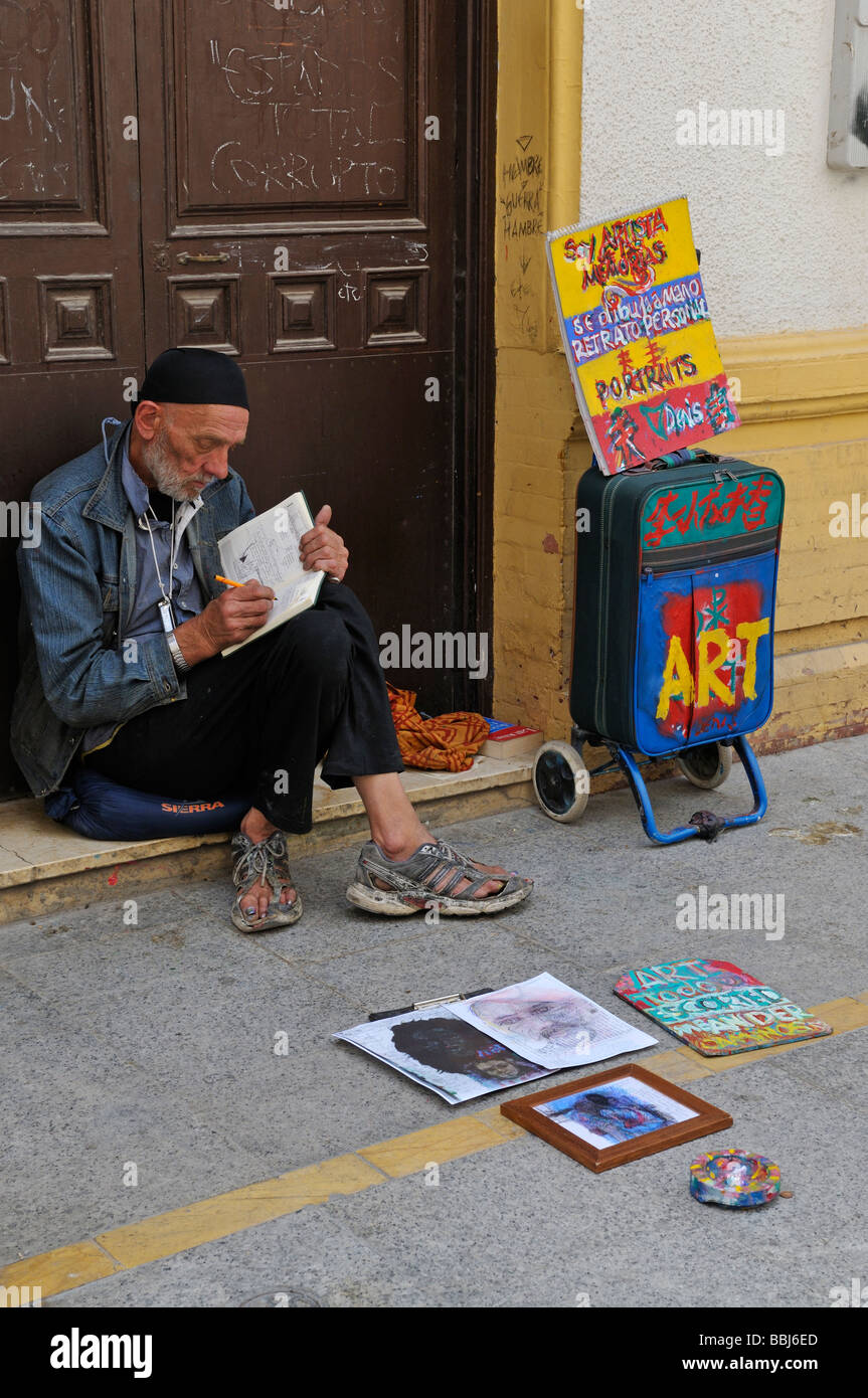 Street artist busking in Ronda Spain Stock Photo