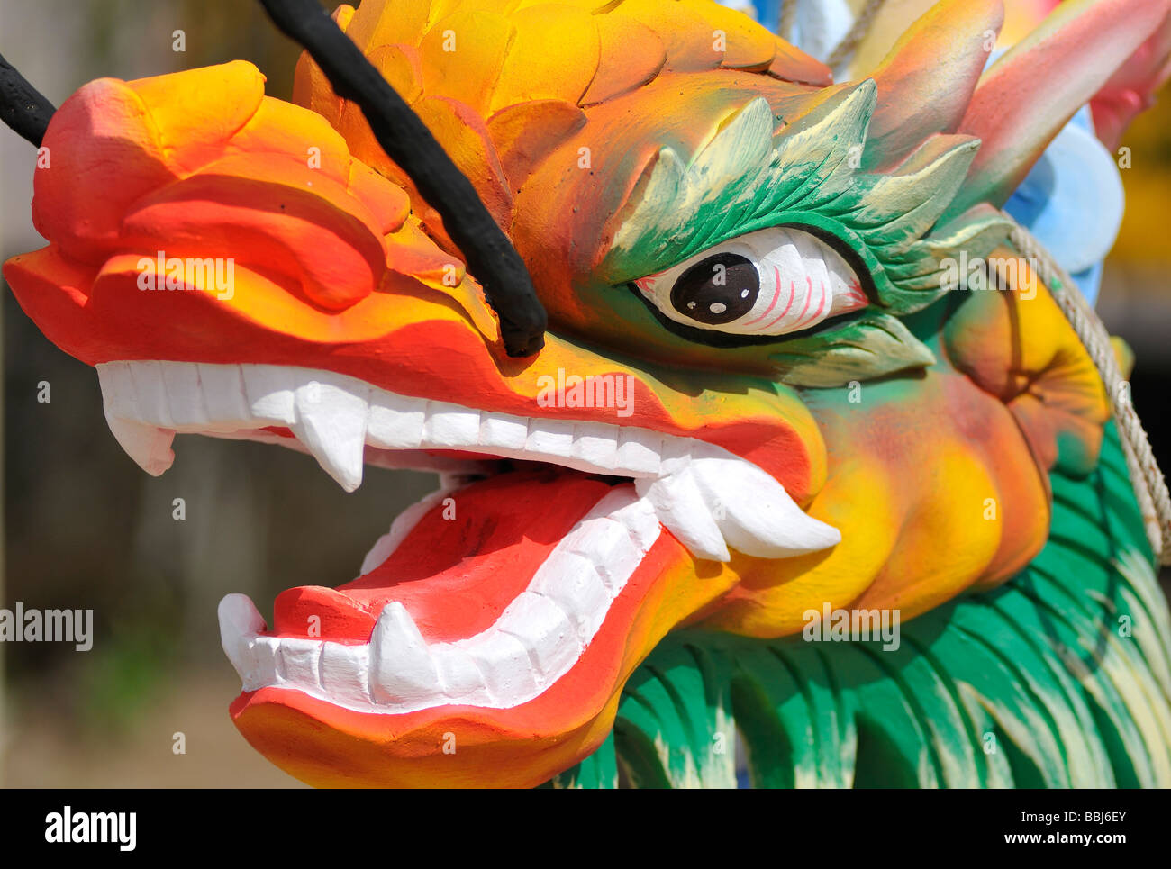 Figure of a dragon, made of wood, Phu Quoc, Vietnam, Asia Stock Photo