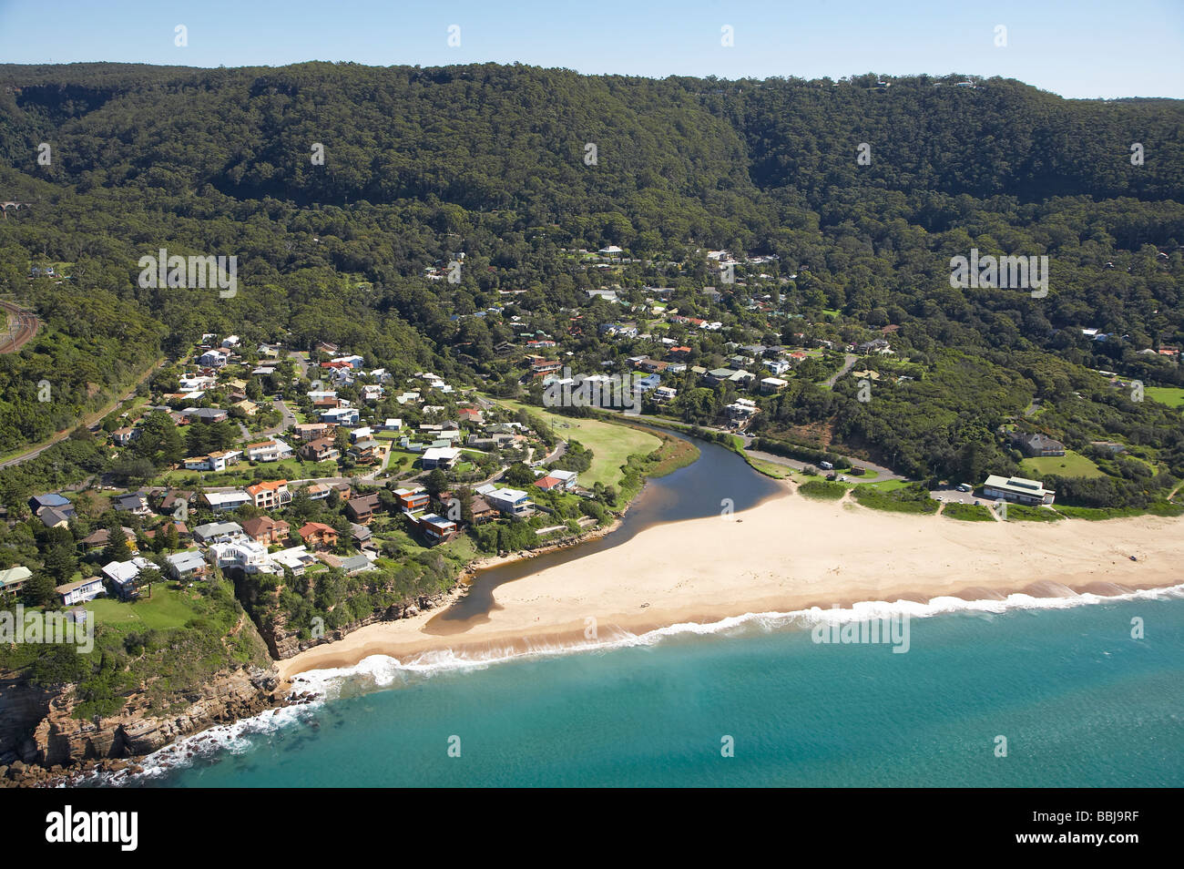 Stanwell Creek and Stanwell Park near Wollongong south of Sydney New South Wales Australia aerial Stock Photo
