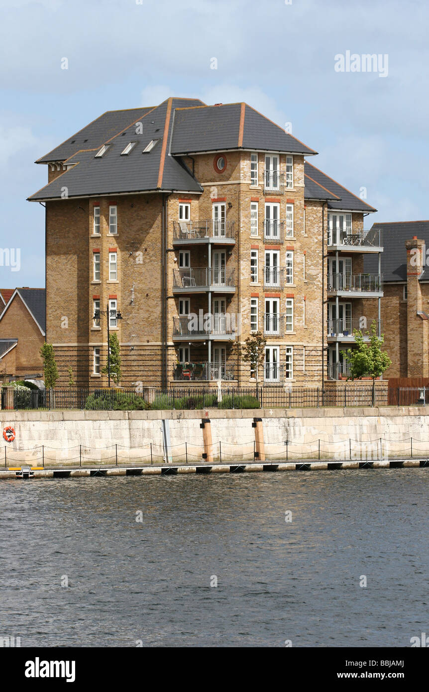 Modern waterfront flats apartments with balconies St Mary's Island