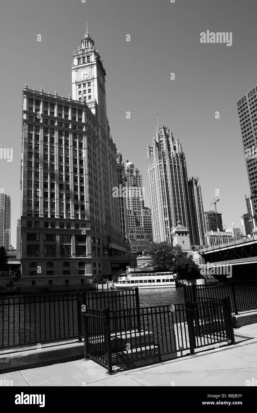 Waterfront cityscape, Chicago, USA Stock Photo