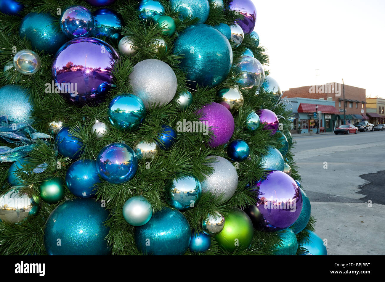 giant Christmas tree of colored balls downtown High Springs Florida Stock  Photo - Alamy