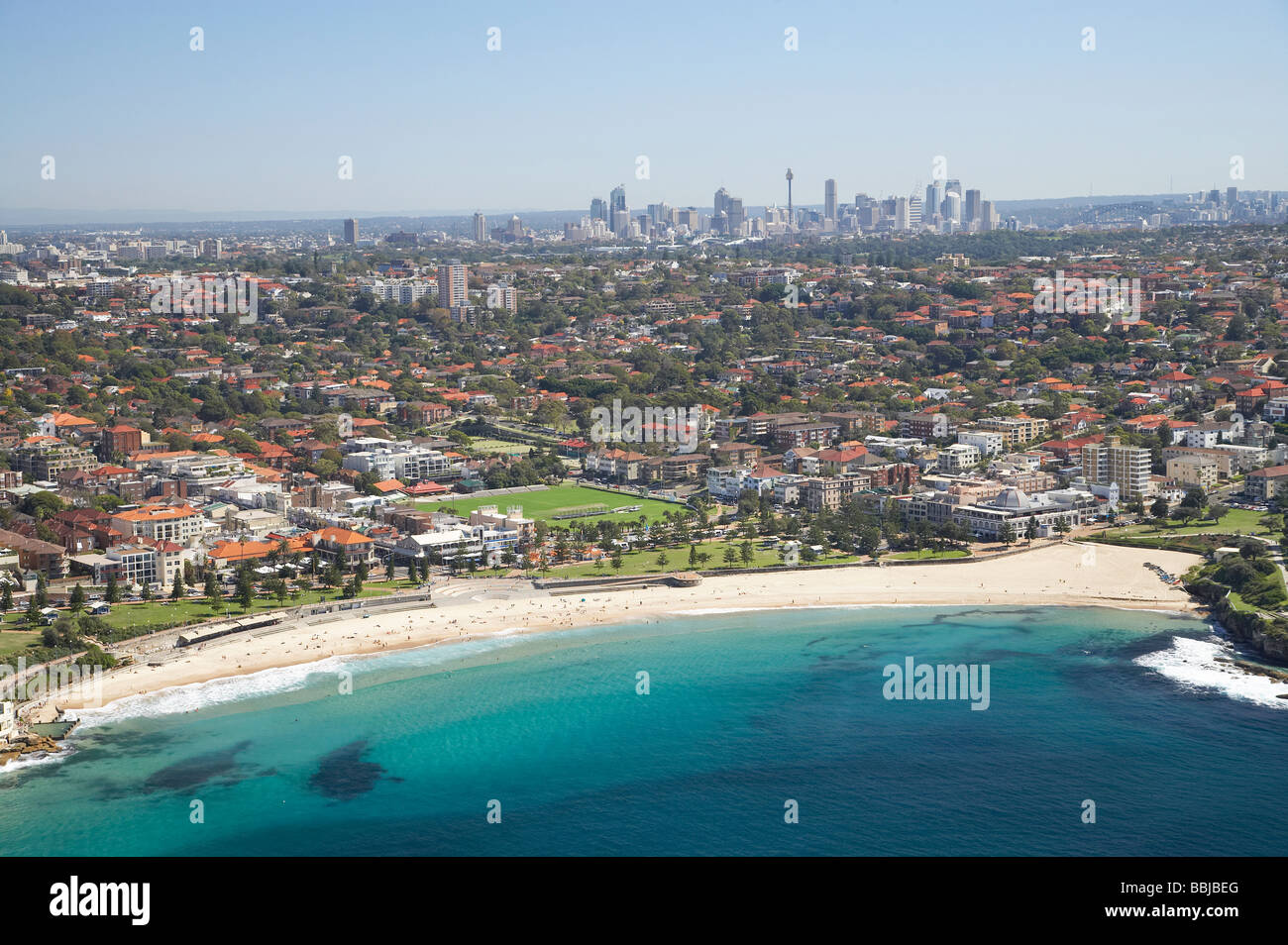 Coogee Beach Sydney New South Wales Australia aerial Stock Photo