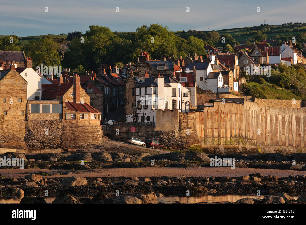 Sunrise at low tide Robin Hood's Bay, North Yorkshire, England, UK Stock Photo Alamy
