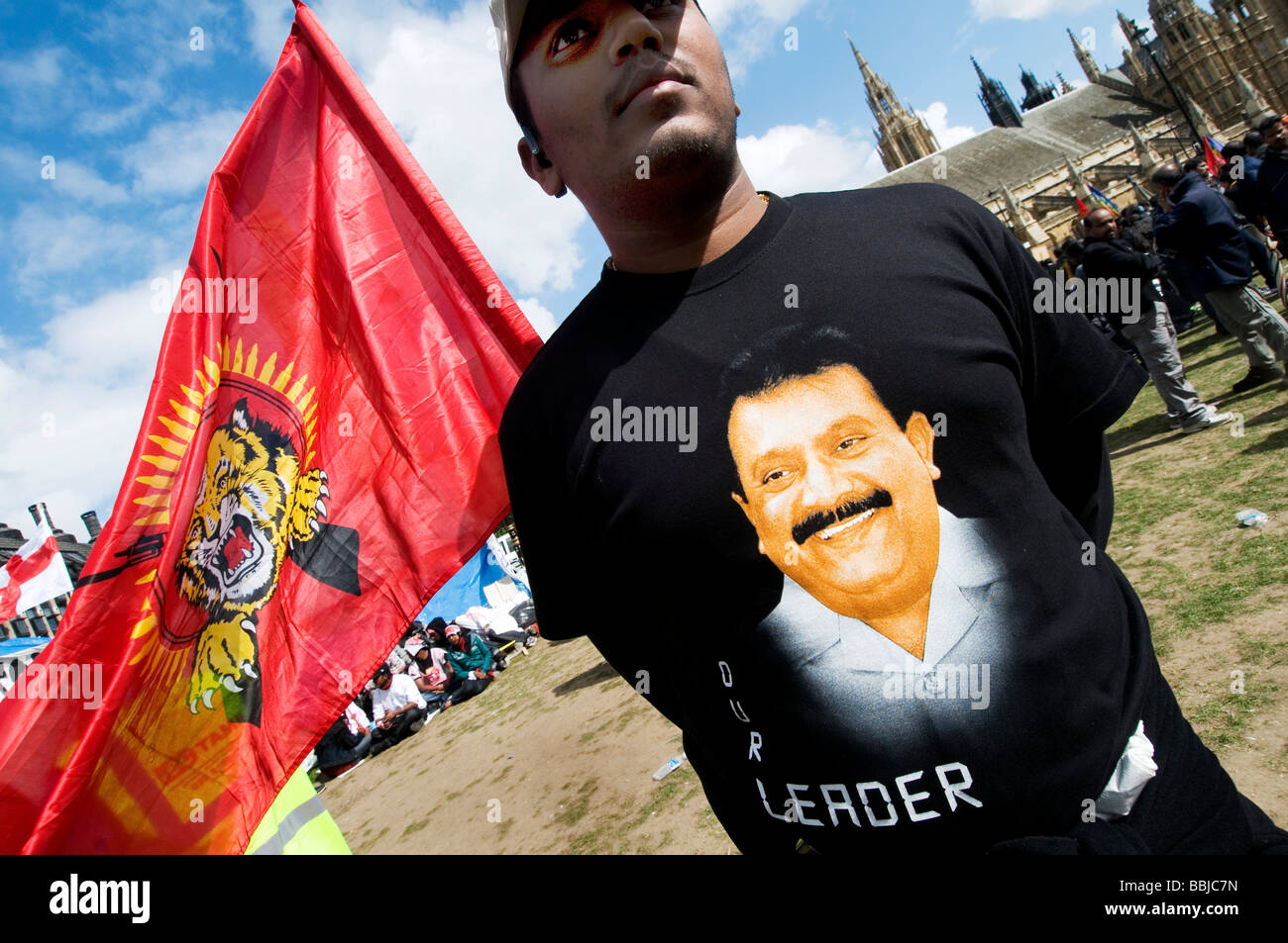 Tamils demonstrate on the day the Sri Lankan government anounced it had defeated the Tamil Tigers and killed their leader Stock Photo