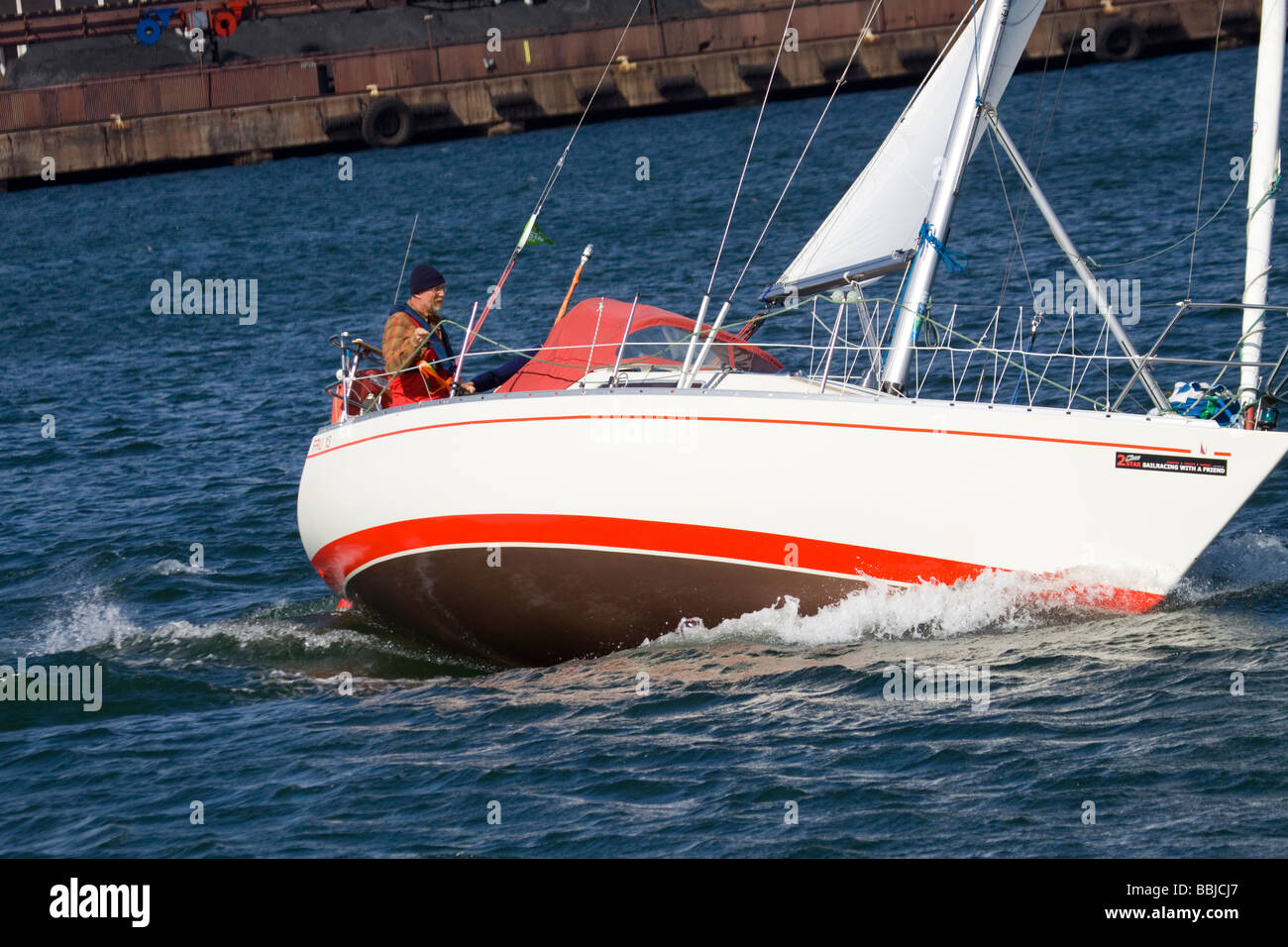 Sailing boat on raceday Stock Photo